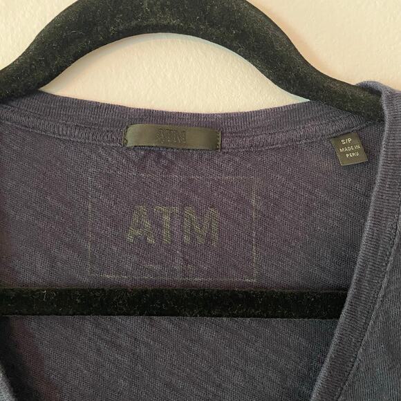 ATM Women's Navy Blue V-neck T-Shirt 100% Cotton Basic Minimalist size Small - Picture 3 of 9